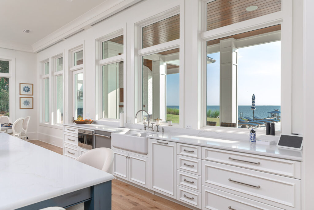 White and Blue Waterfront Kitchen